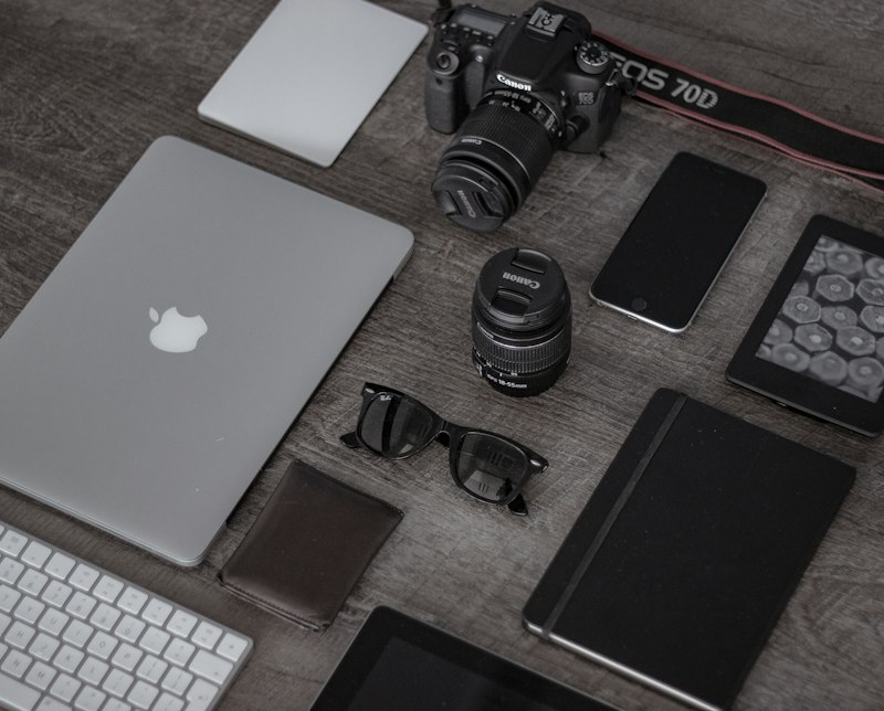 Modern workspace with digital devices